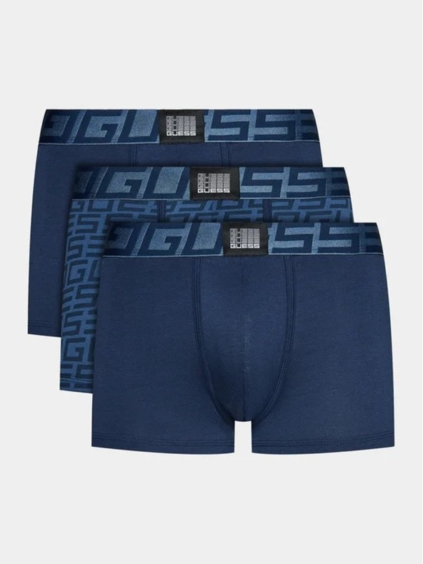 Guess Jeans Komplet temno modrih moških boksaric Guess Jeans Underwear 3-Pack P7CJ G Quadrate Blue