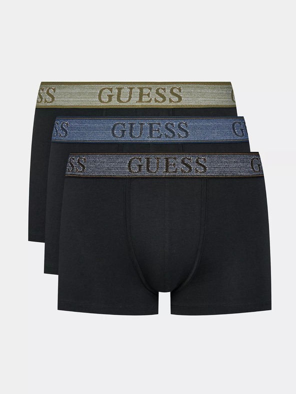 Guess Jeans Komplet črnih moških boksaric Guess Jeans Underwear 3-Pack U3BG13 K6YW0 Black Elastic Bog
