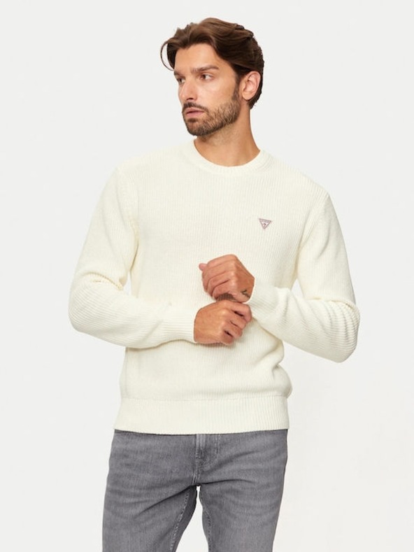 Guess Jeans Moški ecru pulover z3hm1 Guess jeans