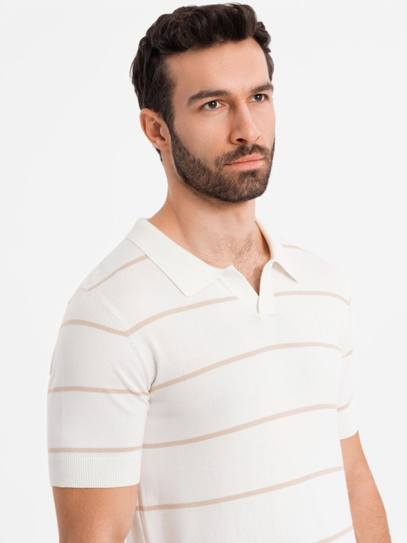 Ombre Clothing Moška polo majica iz viskoze s vodoravnimi črtami Ombre Clothing