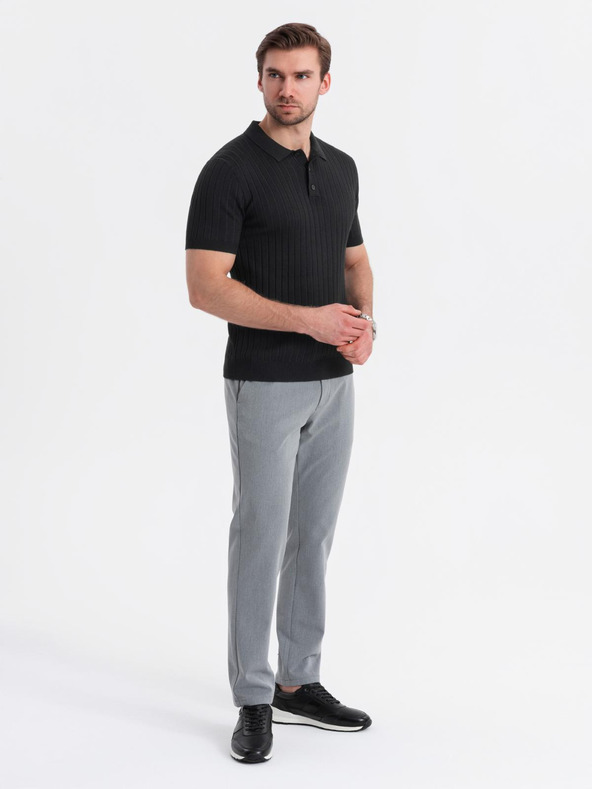 Ombre Clothing Moška polo majica SLIM FIT iz viskoze z navpičnimi črtami Ombre Clothing