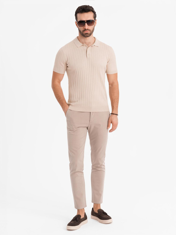 Ombre Clothing Moška polo majica SLIM FIT iz viskoze z navpičnimi črtami Ombre Clothing