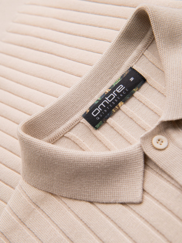 Ombre Clothing Moška polo majica SLIM FIT iz viskoze z navpičnimi črtami Ombre Clothing