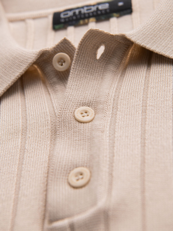 Ombre Clothing Moška polo majica SLIM FIT iz viskoze z navpičnimi črtami Ombre Clothing