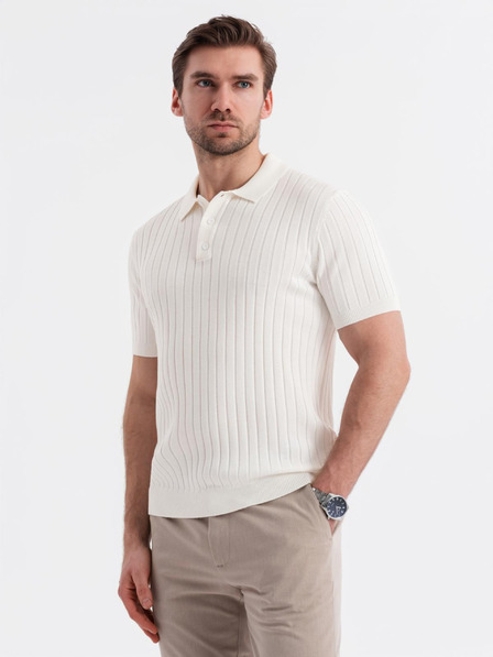 Ombre Clothing Moška polo majica SLIM FIT iz viskoze z navpičnimi črtami Ombre Clothing