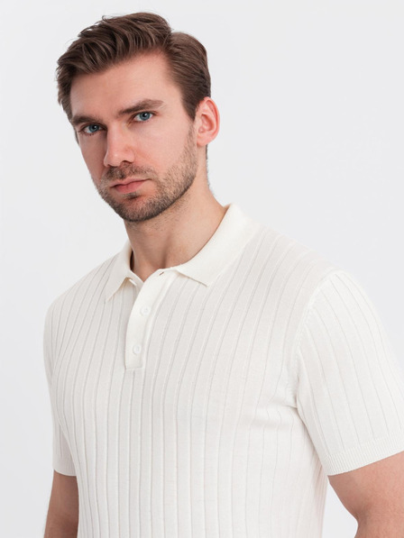 Ombre Clothing Moška polo majica SLIM FIT iz viskoze z navpičnimi črtami Ombre Clothing