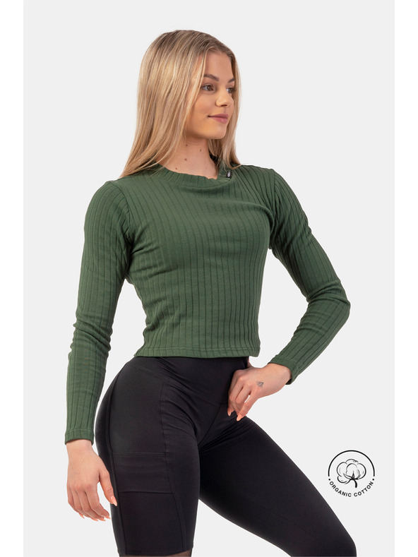 Nebbia Žebrované tričko s dlouhým rukávem z organické bavlny 415 Nebbia