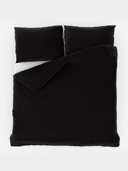 Kvalitex Francosko podaljšano enodelno bombažno posteljno perilo 240x220, 70x90 cm, črne barve