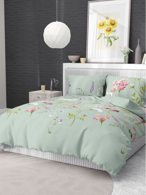 Kvalitex Prevleka iz francoskega bombaža DELUX 200x200, 70x90cm BOTANICA zelena