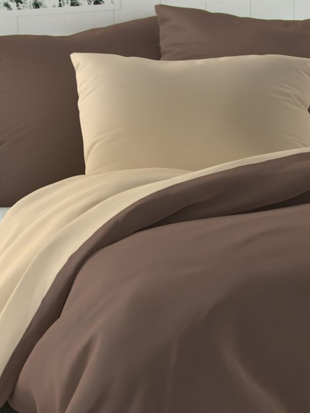 Kvalitex Satenasto francosko podaljšano posteljno perilo LUXURY COLLECTION 1+2, 240x220, 70x90cm temno rjavo / bež