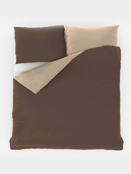 Kvalitex Satenasto francosko podaljšano posteljno perilo LUXURY COLLECTION 1+2, 240x220, 70x90cm temno rjavo / bež