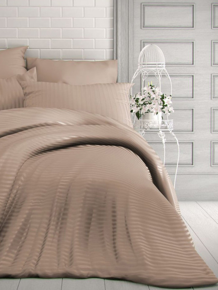 Kvalitex Francosko satinasto posteljnino s črtami 1+2, 200x200, 70x90 cm bež Kvalitex