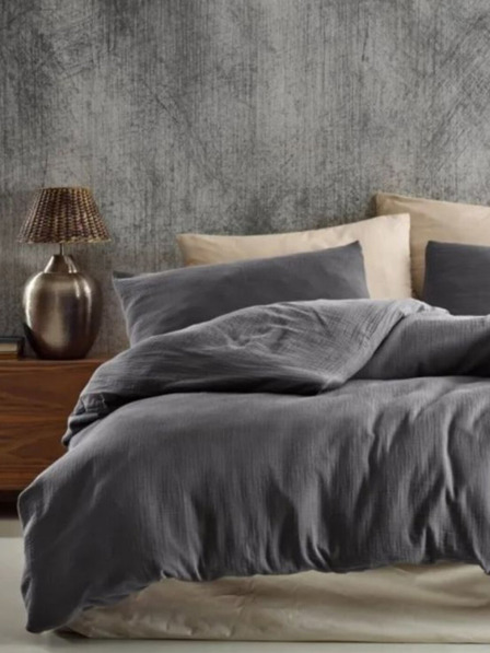 Kvalitex Francúzske mušelínové posteľné obliečky 240x220, 70x90cm tmavo šedé Kvalitex
