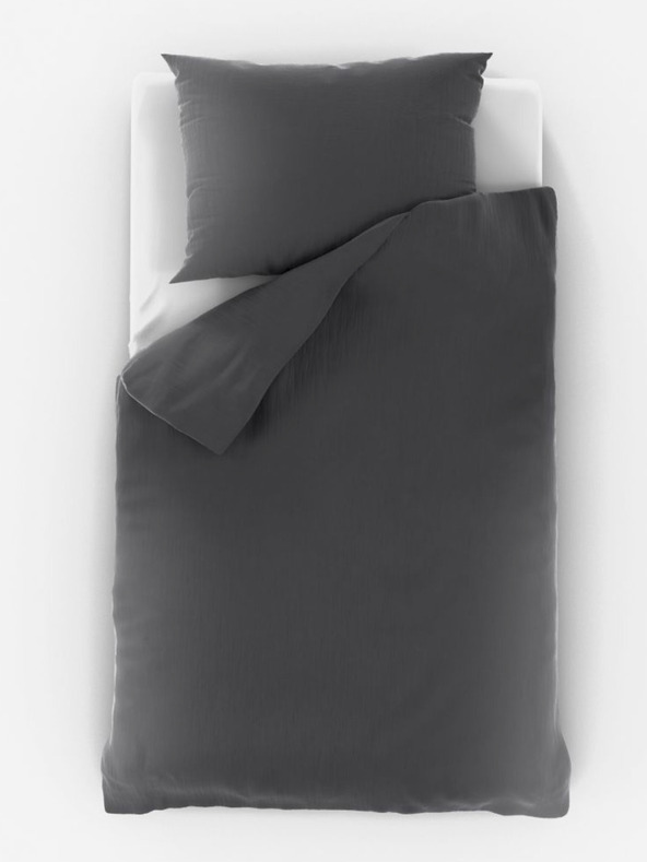 Kvalitex Mušelínové posteľné obliečky do detskej postieľky tmavo šedé Kvalitex