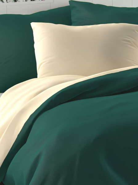 Kvalitex Saten LUXURY COLLECTION 140x200, 70x90cm temno zelena / belkasta