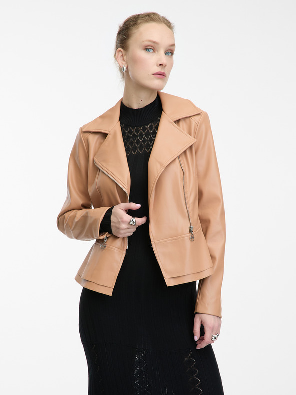 Orsay Svetlo rjava ženska usnjena jakna ORSAY