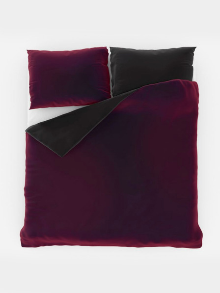 Kvalitex Svileni francoski komplet posteljnine LUXURY COLLECTION 1+2, 220x200, 70x90cm vinsko rdeče / črne Kvalitex