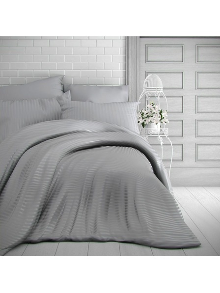 Kvalitex Saténové posteľné obliečky s pruhom 140x200, 70x90cm svetlo sivé Kvalitex