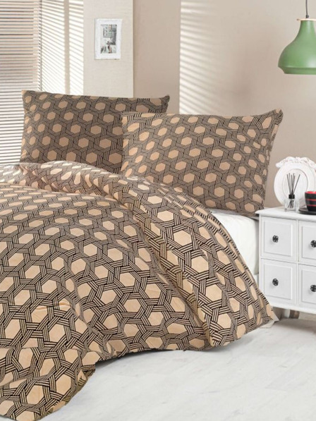 Kvalitex Satenasto francosko posteljnino Luxury Collection 1+2, 220x200, 70x90cm Carero bež Kvalitex