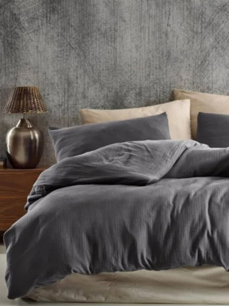Kvalitex Francoska muslinska posteljnina 220x200, 70x90cm temno siva Kvalitex