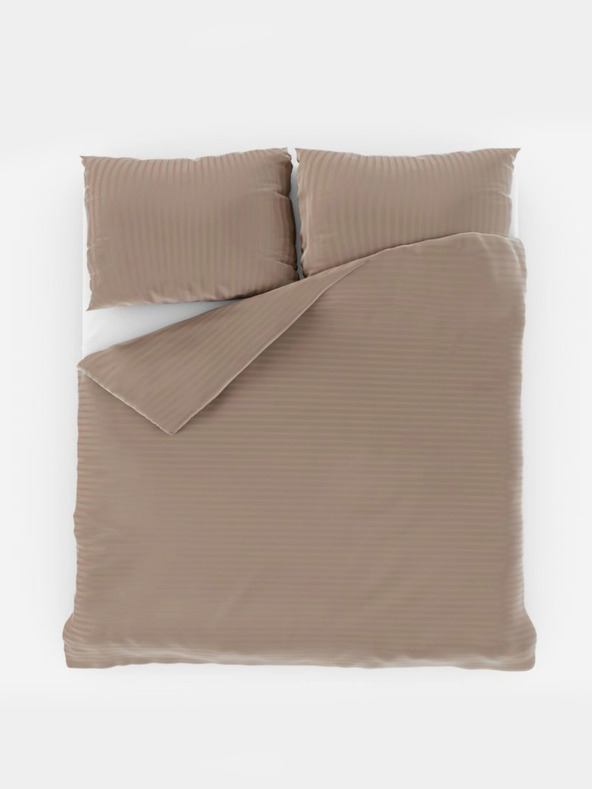 Kvalitex Satenasto posteljno perilo s črtami 140x200, 70x90cm bež Kvalitex