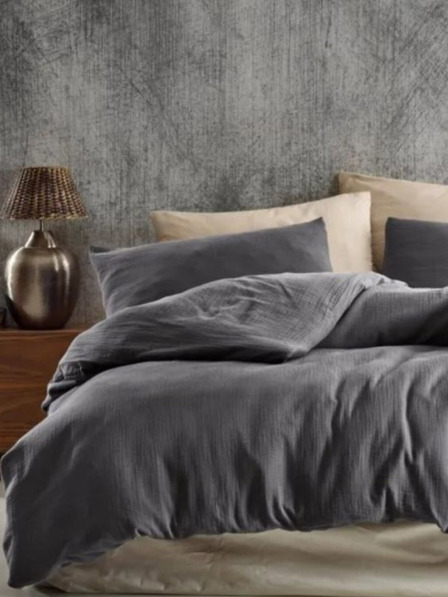 Kvalitex Muslinska posteljnina 140x200, 70x90cm temno siva Kvalitex