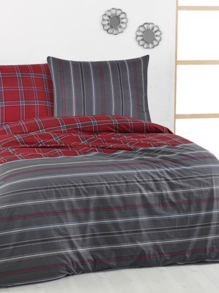 Kvalitex Francosko podaljšano bombažno posteljno perilo DELUX 240x220, 70x90cm CAMPUS siva