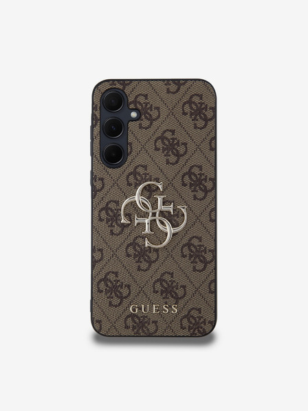 Guess Guess PU 4G Metal Logo Zadnji pokrov za Samsung Galaxy A35 5G rjava