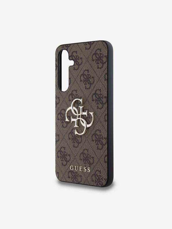 Guess Guess PU 4G Metal Logo Zadnji pokrov za Samsung Galaxy A35 5G rjava