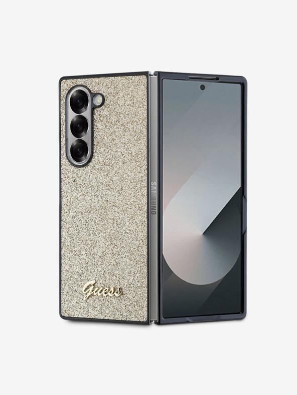 Guess Guess PC/TPU Bleščice Kovinski Logo Zadnji pokrov za Samsung Galaxy Z Fold 6 zlata