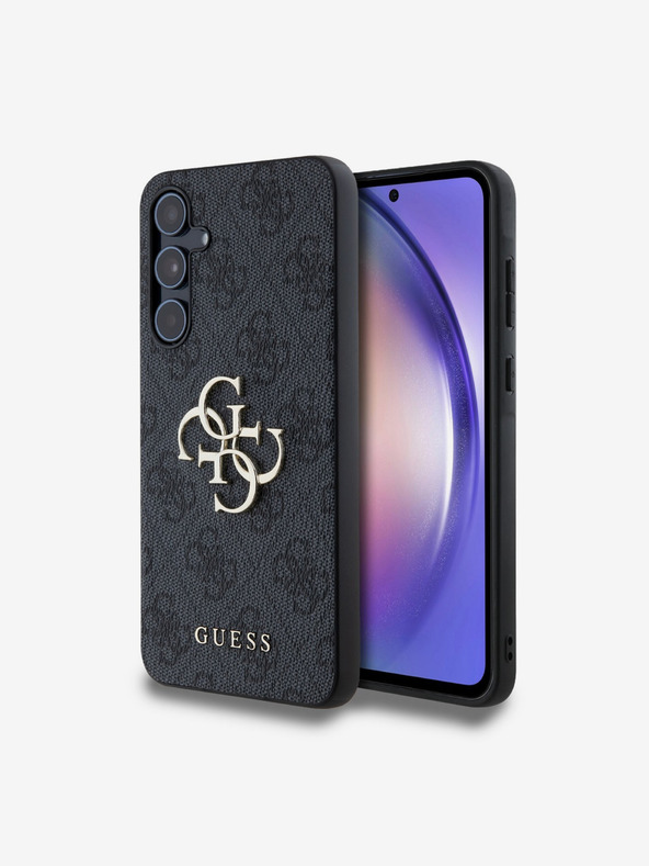Guess Guess PU 4G Metal Logo Zadnji pokrov za Samsung Galaxy A55 5G siva
