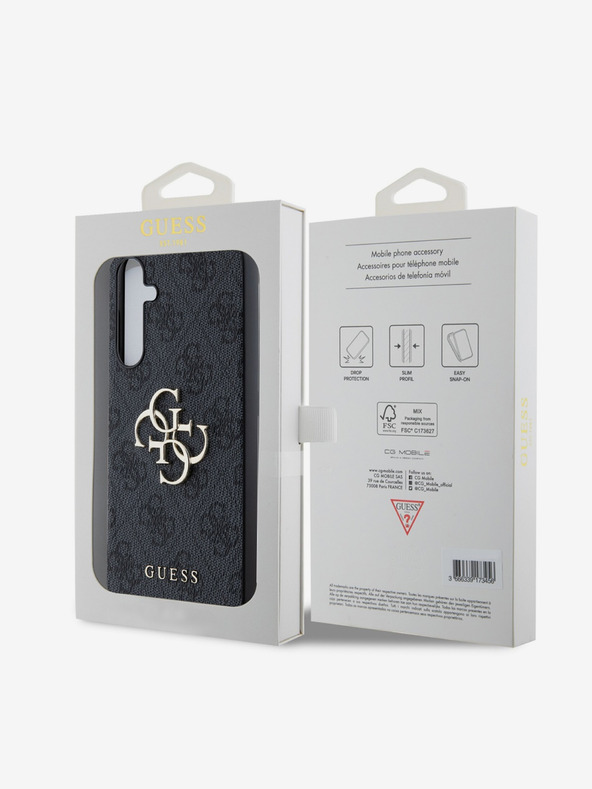 Guess Guess PU 4G Metal Logo Zadnji pokrov za Samsung Galaxy A55 5G siva