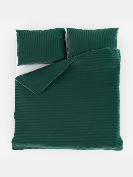 Kvalitex Francosko satenasto posteljno perilo s črtami 1+2, 200x200, 70x90cm temno zelena