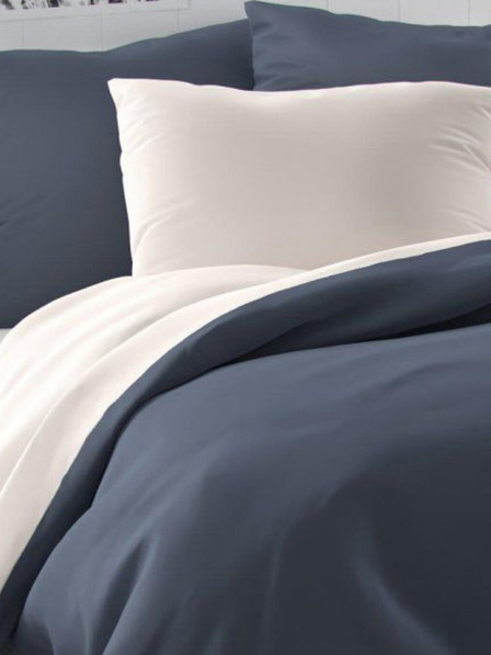 Kvalitex Saténové francúzske posteľné prádlo LUXURY COLLECTION 1+2, 200x200, 70x90cm tmavosivé / biele