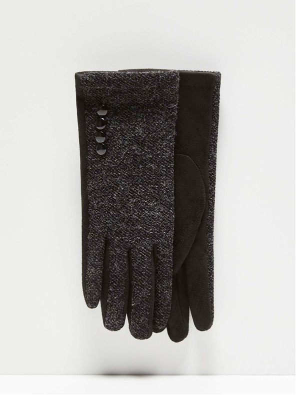Moodo Črne ženske rokavice z okrasnimi gumbi Moodo
