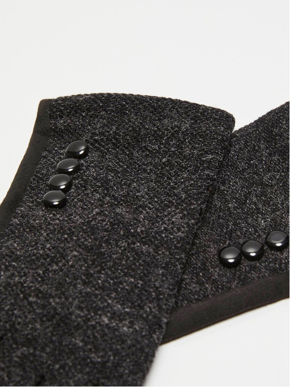 Moodo Črne ženske rokavice z okrasnimi gumbi Moodo