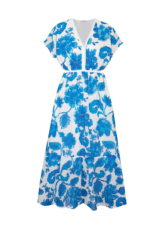 Orsay Modra ženska vzorčasta obleka ORSAY