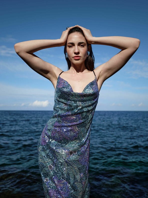 Orsay Modra ženska obleka ORSAY