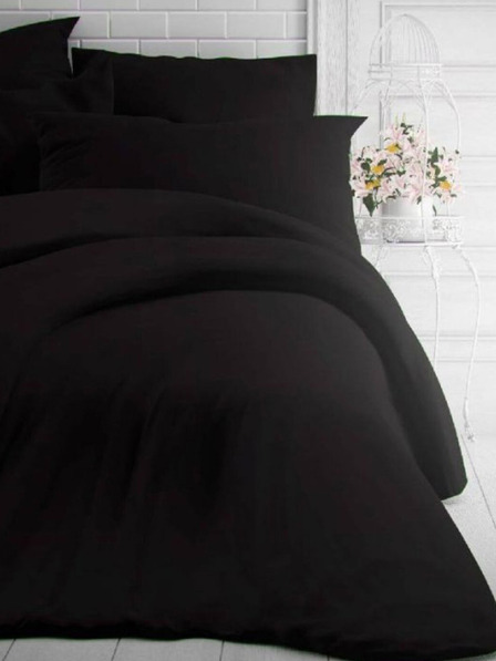 Kvalitex Francosko podaljšano enodelno bombažno posteljno perilo 240x220, 70x90 cm, črne barve