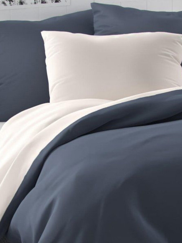 Kvalitex Satenasto francosko posteljno perilo LUXURY COLLECTION 1+2, 220x200, 70x90cm temno sivo / belo