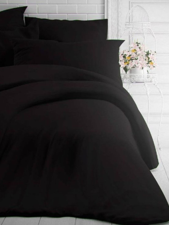 Kvalitex Francúzske jednofarebné bavlnené posteľné prádlo 220x200, 70x90cm čierne