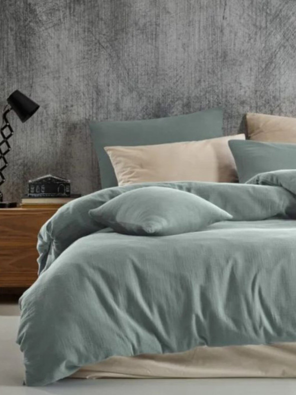 Kvalitex Francoski mušelinasti posteljni komplet 200x200, 70x90cm svetlo zelena Kvalitex