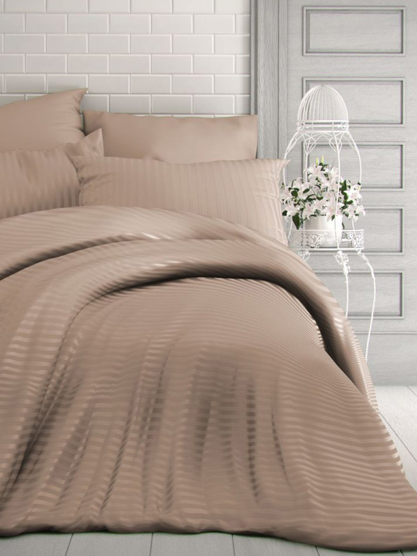 Kvalitex Francosko satenasto posteljnino s črtami 1+2, 220x200, 70x90cm bež Kvalitex