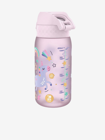 ION8 Rožnata dekliška vzorčasta steklenica Ion8 Leak Proof Samorog 350 ml