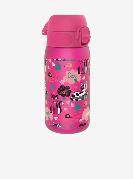 ION8 Temno rožnata vzorčasta steklenica Ion8 Leak Proof Cats (350 ml)