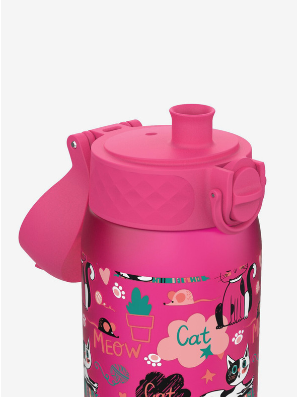 ION8 Temno rožnata vzorčasta steklenica Ion8 Leak Proof Cats (350 ml)
