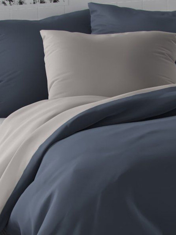 Kvalitex Satenasto francosko posteljno perilo LUXURY COLLECTION 1+2, 220x200, 70x90cm temno sivo / svetlo sivo