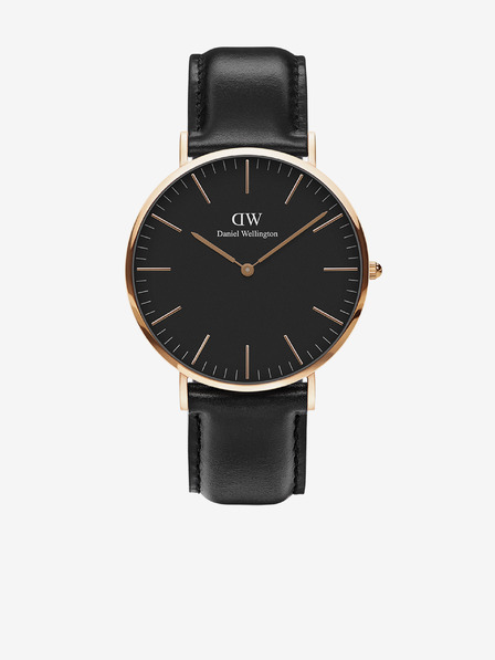 Daniel Wellington Črna moška usnjene ure Daniel Wellington Classic