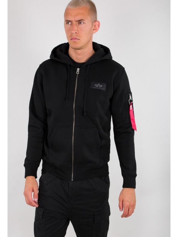 Alpha Industries Moška črna jopica s kapuco Alpha Industries Back Print Zip hoodie Black