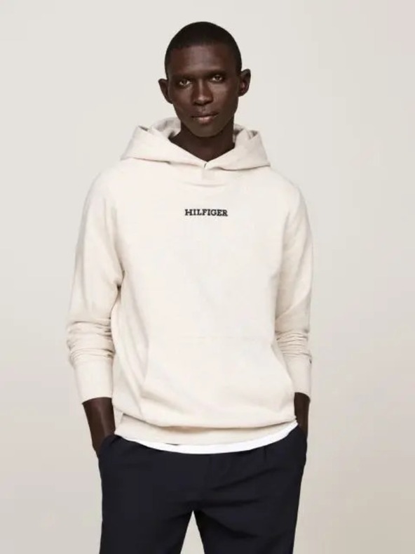 Tommy Hilfiger Moška bela jopica Monotype Heathered Oatmilk Tommy Hilfiger